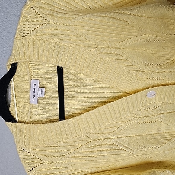 Calligraphie Sweet Twee NWT XL Butter Yellow wool blend cardigan - Picture 3 of 8